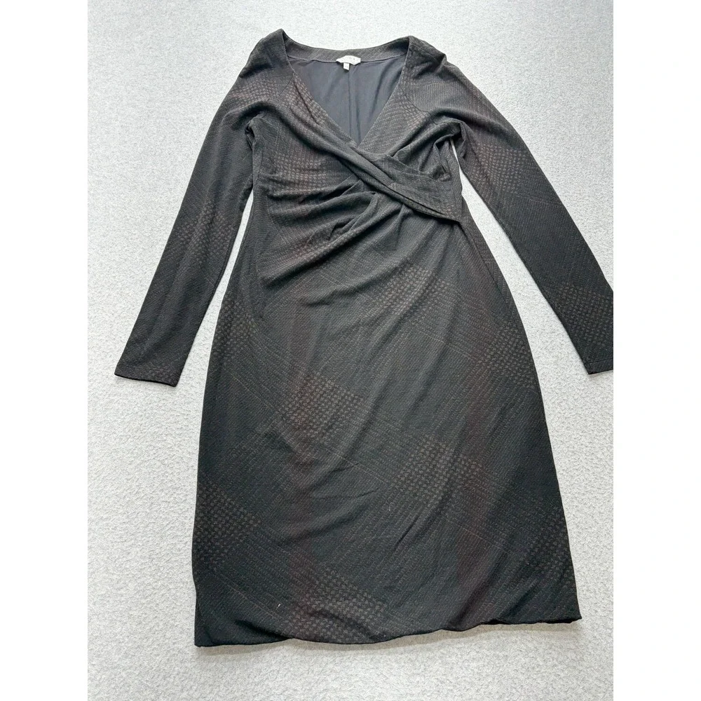Max Mara Dress Womens‎ 44 Brown Wool Blend Wrap Sheath Long Sleeve Made Italy